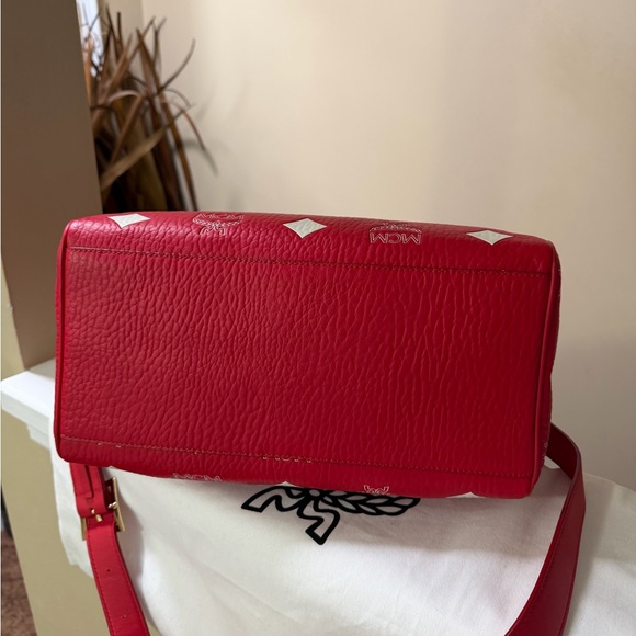 MCM Red and White Satchel Bag - Picture 2 of 10